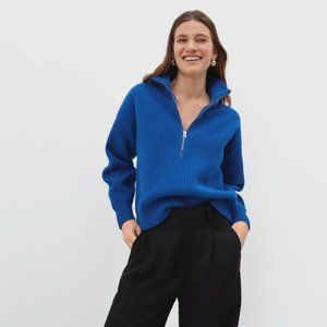 Everlane Felted Merino Half-Zip Sweater in Azure